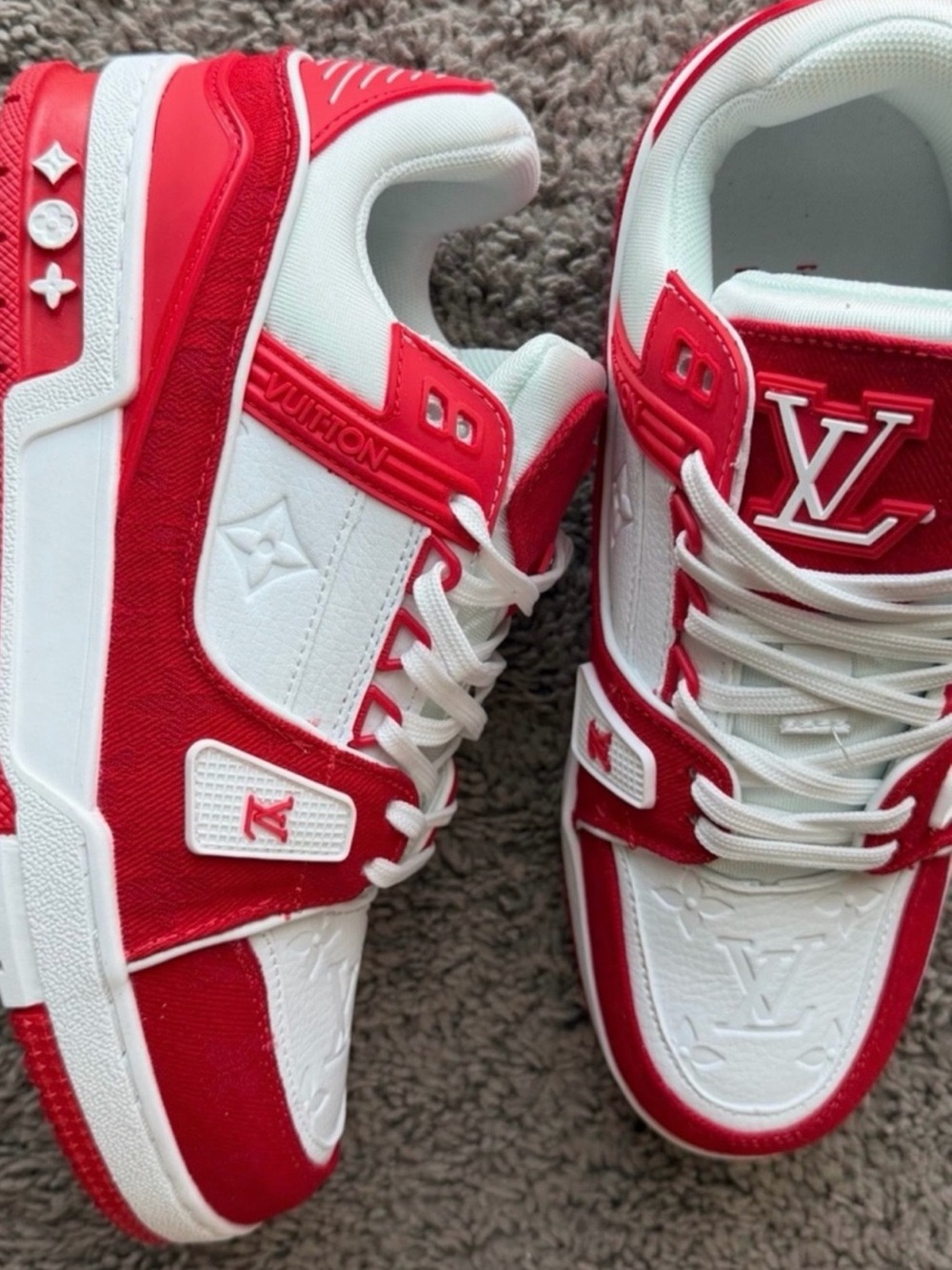 Louis Vuitton White & Red Men's Low-Top Sneakers